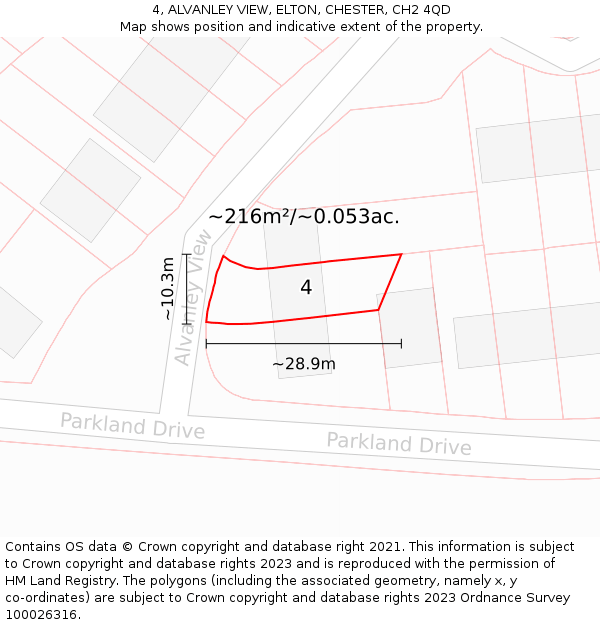 4, ALVANLEY VIEW, ELTON, CHESTER, CH2 4QD: Plot and title map