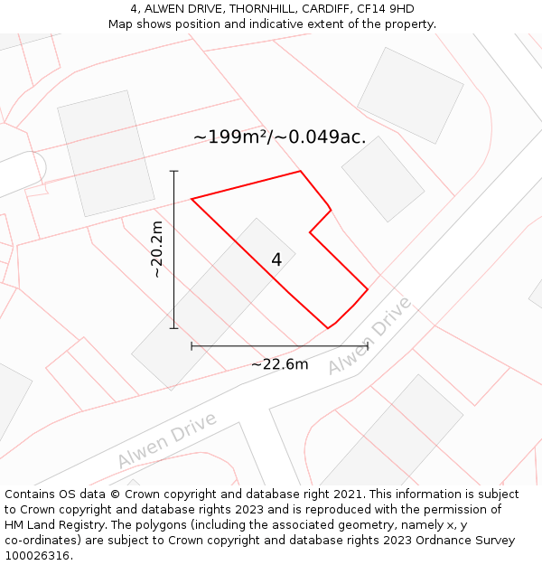 4, ALWEN DRIVE, THORNHILL, CARDIFF, CF14 9HD: Plot and title map