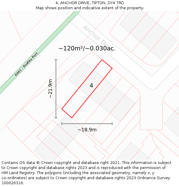 4, ANCHOR DRIVE, TIPTON, DY4 7RD: Plot and title map