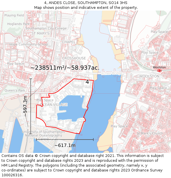 4, ANDES CLOSE, SOUTHAMPTON, SO14 3HS: Plot and title map