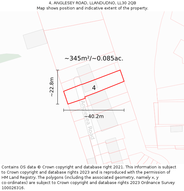 4, ANGLESEY ROAD, LLANDUDNO, LL30 2QB: Plot and title map