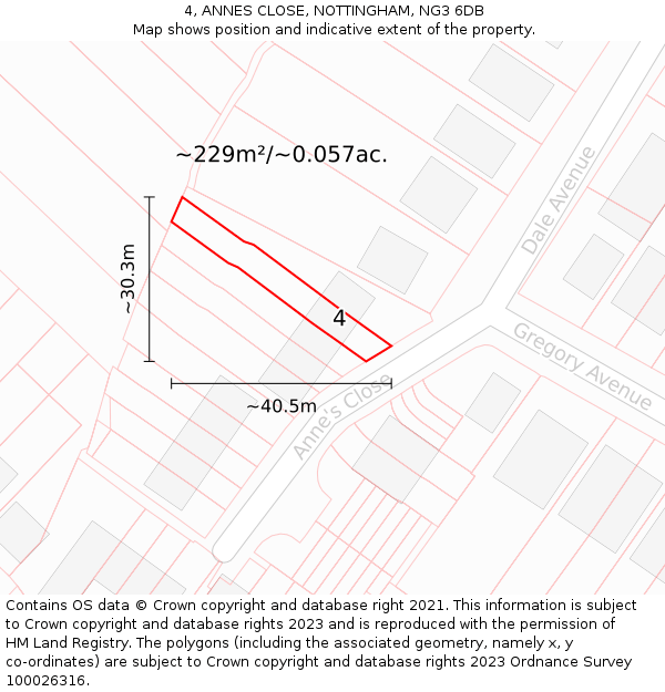 4, ANNES CLOSE, NOTTINGHAM, NG3 6DB: Plot and title map