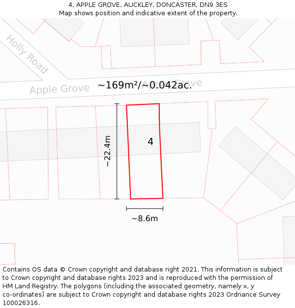 4, APPLE GROVE, AUCKLEY, DONCASTER, DN9 3ES: Plot and title map