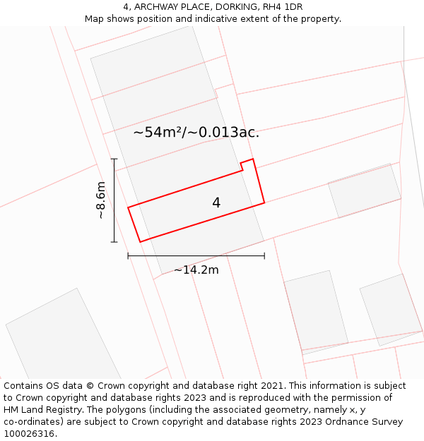 4, ARCHWAY PLACE, DORKING, RH4 1DR: Plot and title map