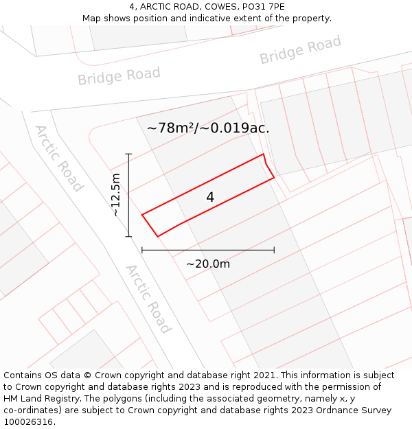 4, ARCTIC ROAD, COWES, PO31 7PE: Plot and title map