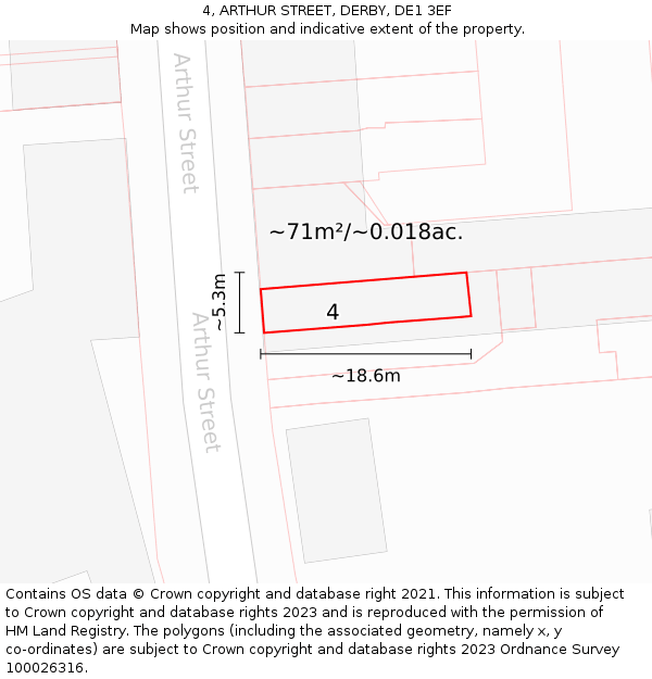 4, ARTHUR STREET, DERBY, DE1 3EF: Plot and title map