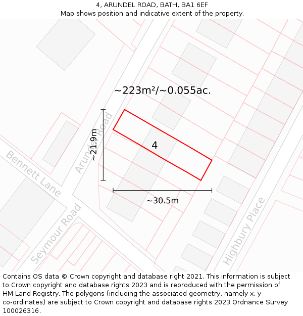 4, ARUNDEL ROAD, BATH, BA1 6EF: Plot and title map
