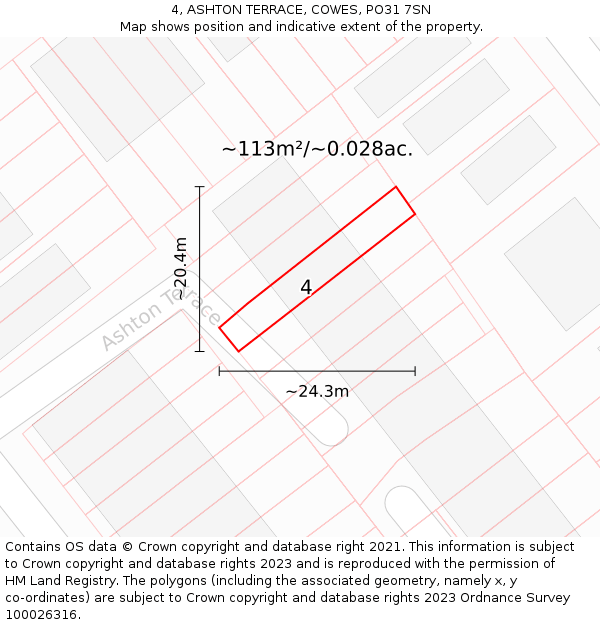 4, ASHTON TERRACE, COWES, PO31 7SN: Plot and title map