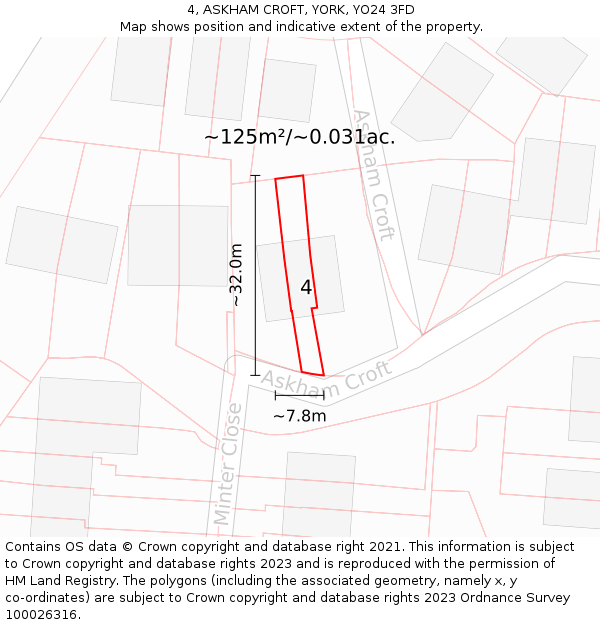 4, ASKHAM CROFT, YORK, YO24 3FD: Plot and title map