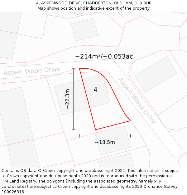 4, ASPENWOOD DRIVE, CHADDERTON, OLDHAM, OL9 9UP: Plot and title map