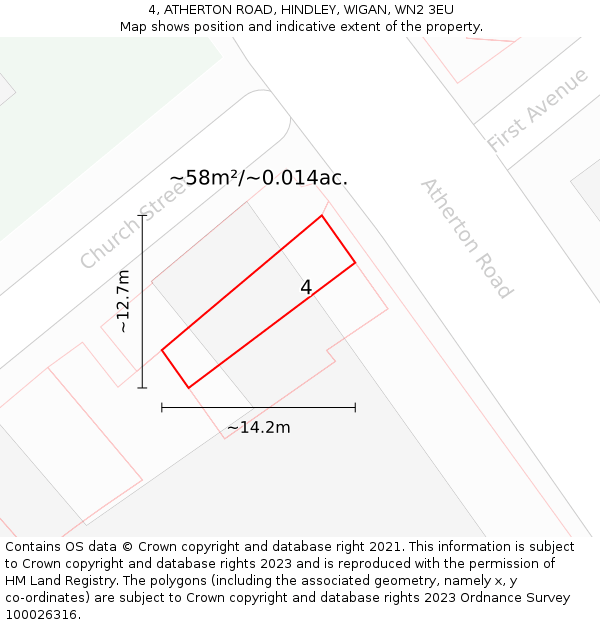 4, ATHERTON ROAD, HINDLEY, WIGAN, WN2 3EU: Plot and title map
