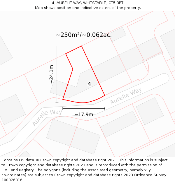 4, AURELIE WAY, WHITSTABLE, CT5 3RT: Plot and title map