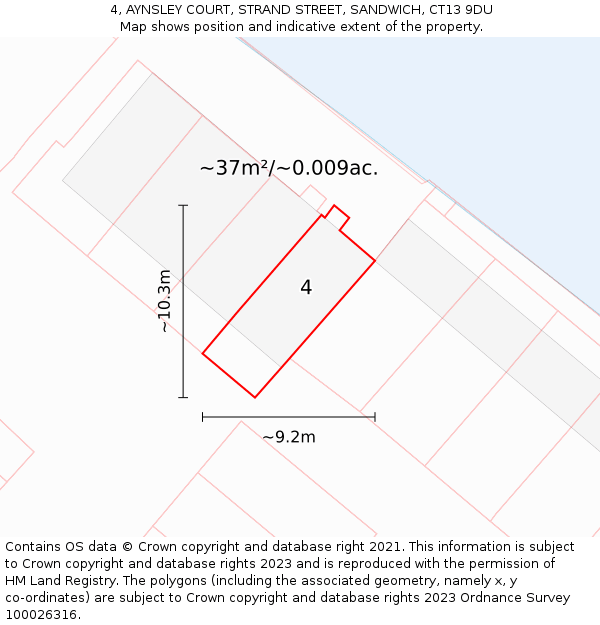 4, AYNSLEY COURT, STRAND STREET, SANDWICH, CT13 9DU: Plot and title map