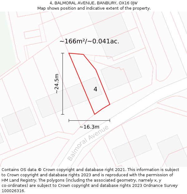 4, BALMORAL AVENUE, BANBURY, OX16 0JW: Plot and title map