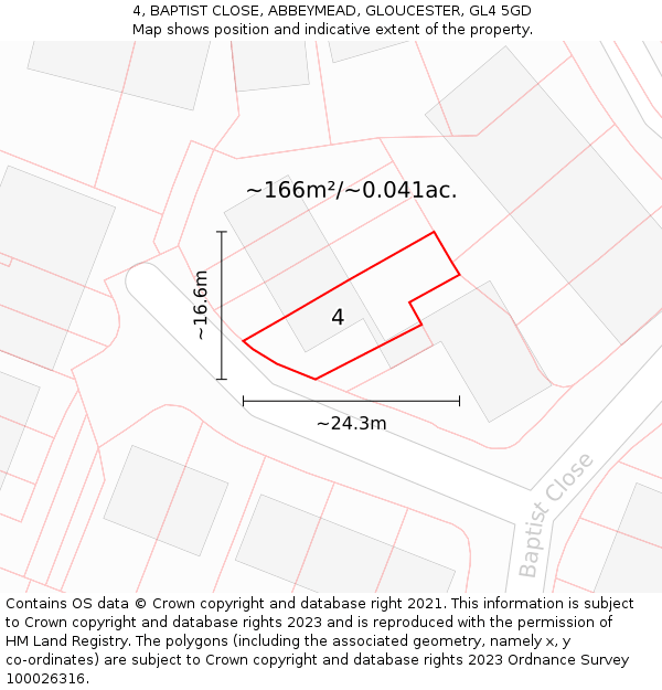4, BAPTIST CLOSE, ABBEYMEAD, GLOUCESTER, GL4 5GD: Plot and title map