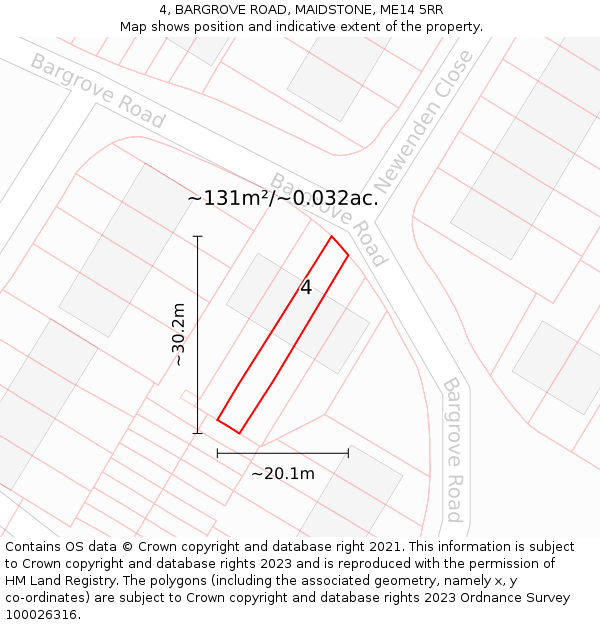 4, BARGROVE ROAD, MAIDSTONE, ME14 5RR: Plot and title map