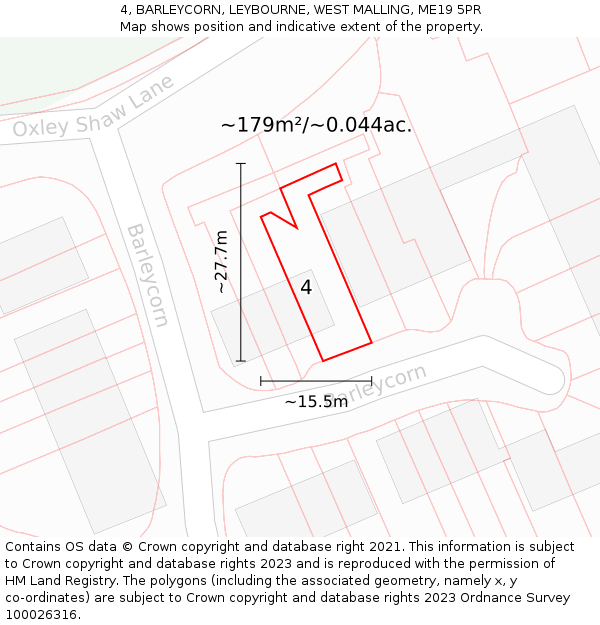 4, BARLEYCORN, LEYBOURNE, WEST MALLING, ME19 5PR: Plot and title map