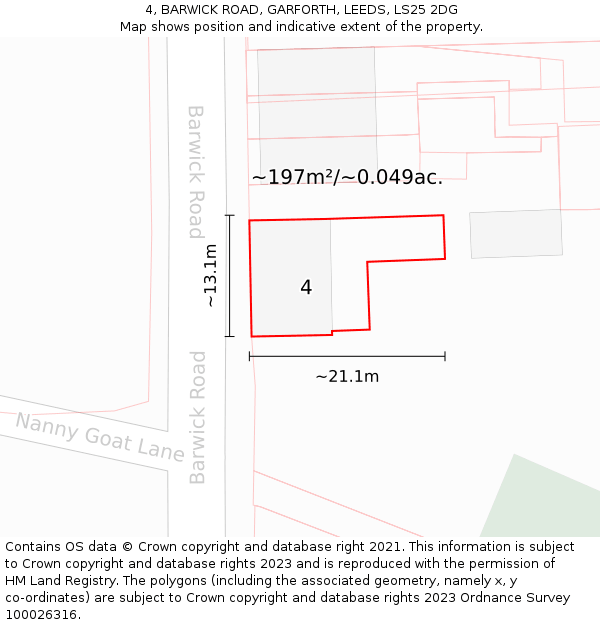 4, BARWICK ROAD, GARFORTH, LEEDS, LS25 2DG: Plot and title map