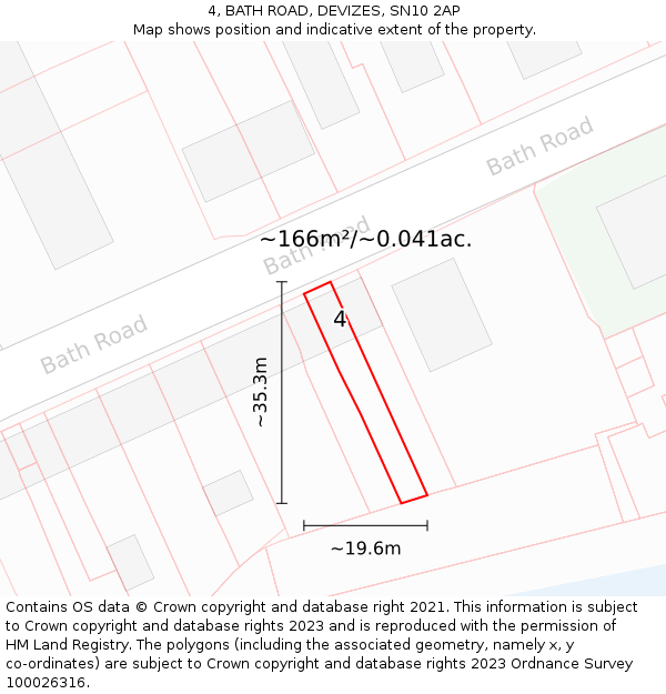 4, BATH ROAD, DEVIZES, SN10 2AP: Plot and title map