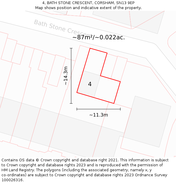 4, BATH STONE CRESCENT, CORSHAM, SN13 9EP: Plot and title map