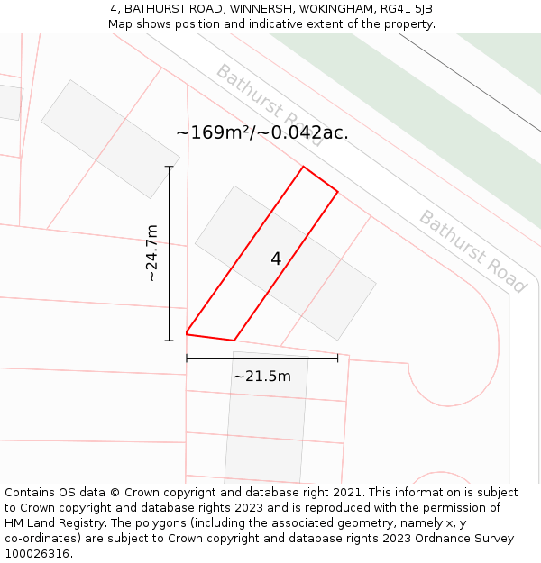4, BATHURST ROAD, WINNERSH, WOKINGHAM, RG41 5JB: Plot and title map