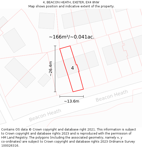 4, BEACON HEATH, EXETER, EX4 8NW: Plot and title map