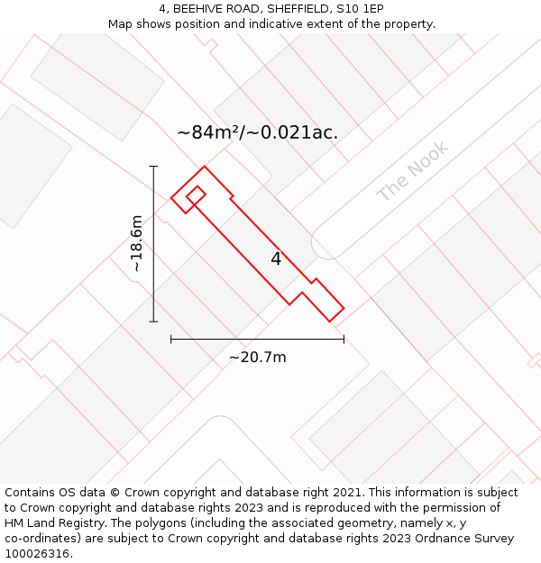 4, BEEHIVE ROAD, SHEFFIELD, S10 1EP: Plot and title map