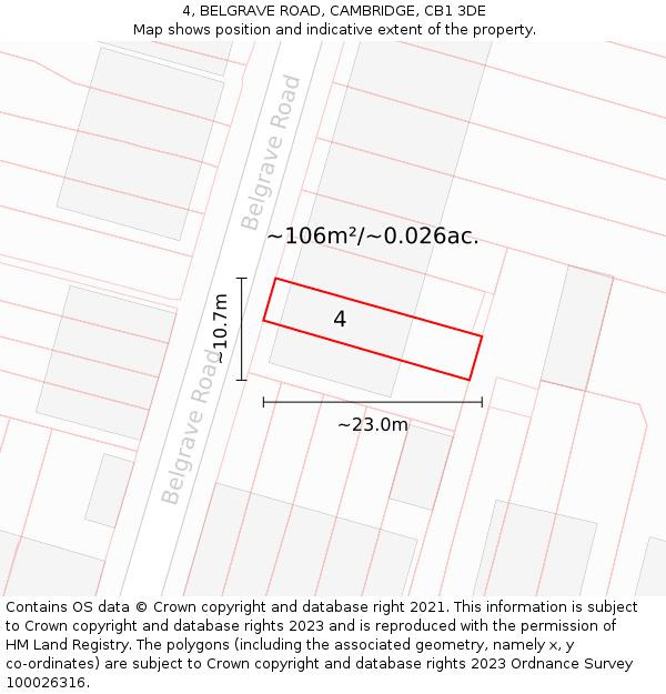 4, BELGRAVE ROAD, CAMBRIDGE, CB1 3DE: Plot and title map