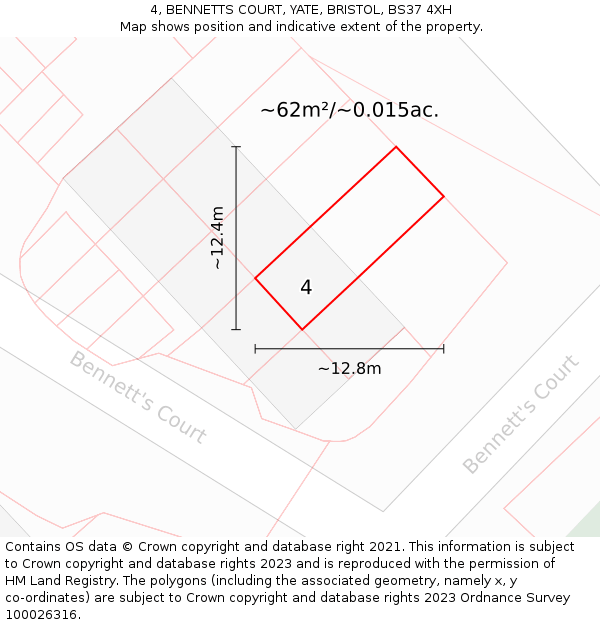 4, BENNETTS COURT, YATE, BRISTOL, BS37 4XH: Plot and title map