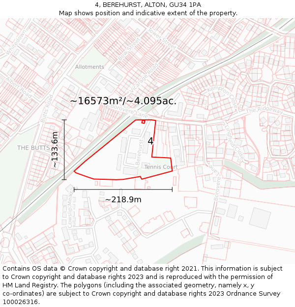 4, BEREHURST, ALTON, GU34 1PA: Plot and title map