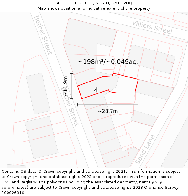 4, BETHEL STREET, NEATH, SA11 2HQ: Plot and title map