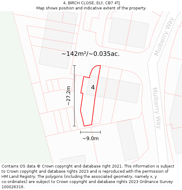 4, BIRCH CLOSE, ELY, CB7 4TJ: Plot and title map