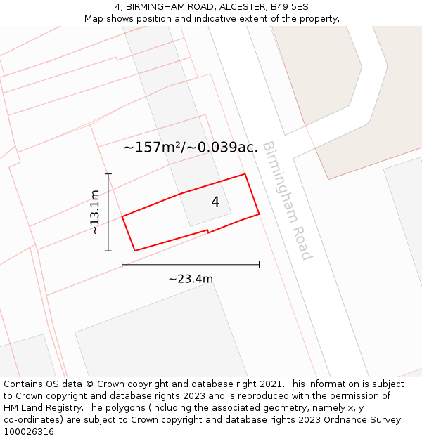 4, BIRMINGHAM ROAD, ALCESTER, B49 5ES: Plot and title map