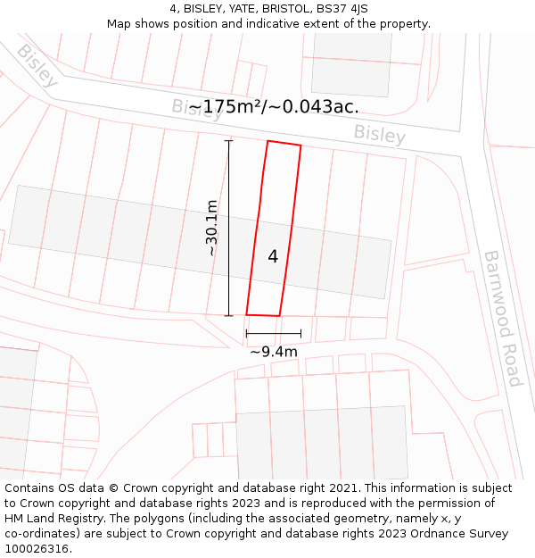 4, BISLEY, YATE, BRISTOL, BS37 4JS: Plot and title map