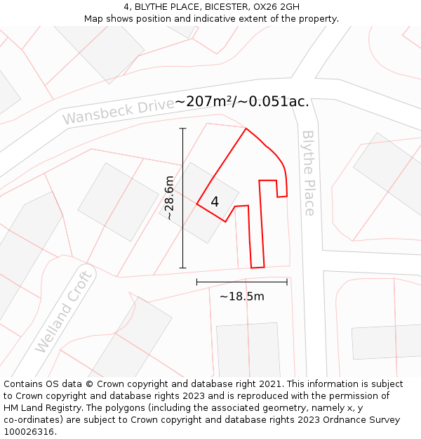 4, BLYTHE PLACE, BICESTER, OX26 2GH: Plot and title map