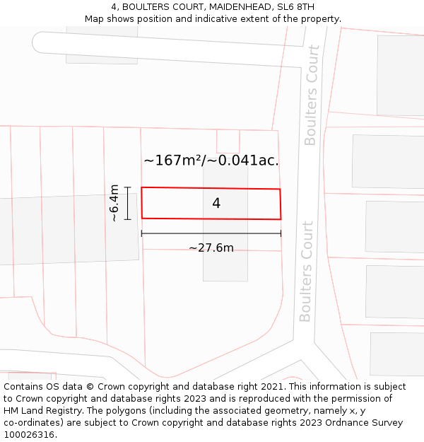 4, BOULTERS COURT, MAIDENHEAD, SL6 8TH: Plot and title map