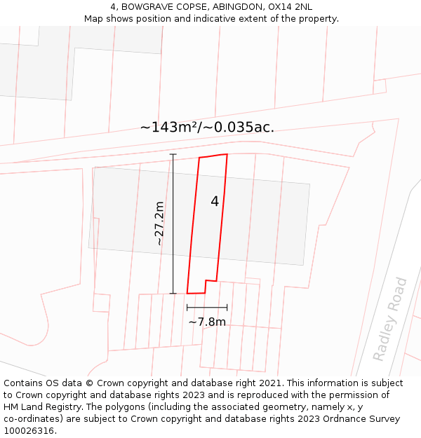 4, BOWGRAVE COPSE, ABINGDON, OX14 2NL: Plot and title map
