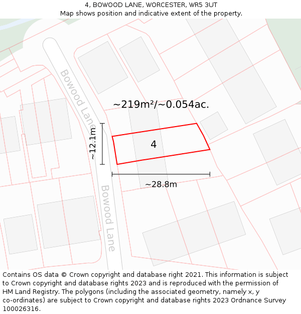 4, BOWOOD LANE, WORCESTER, WR5 3UT: Plot and title map
