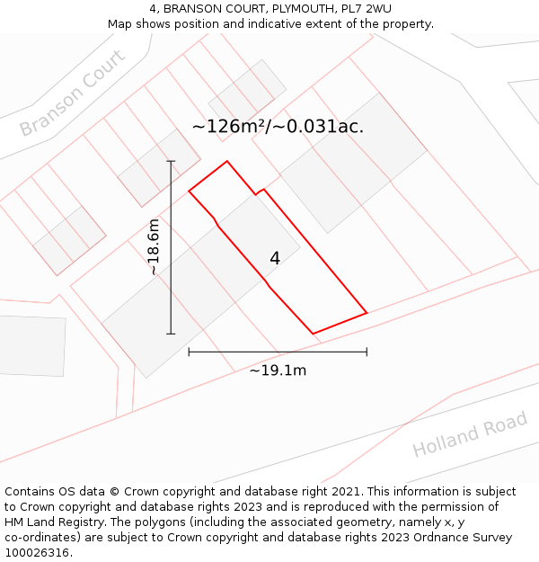 4, BRANSON COURT, PLYMOUTH, PL7 2WU: Plot and title map