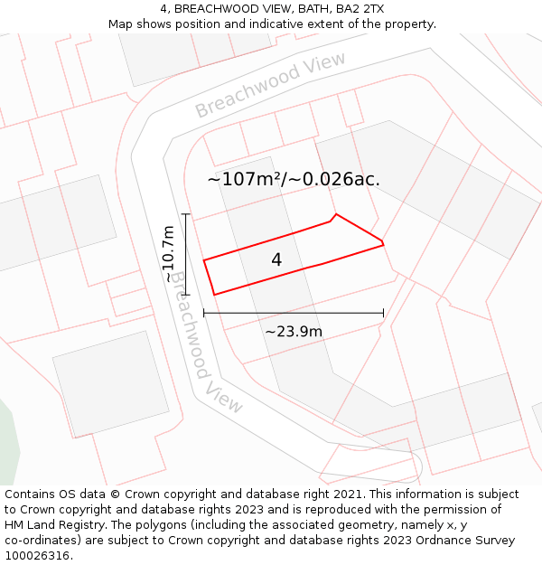 4, BREACHWOOD VIEW, BATH, BA2 2TX: Plot and title map