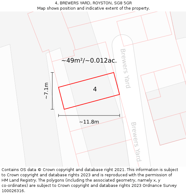 4, BREWERS YARD, ROYSTON, SG8 5GR: Plot and title map