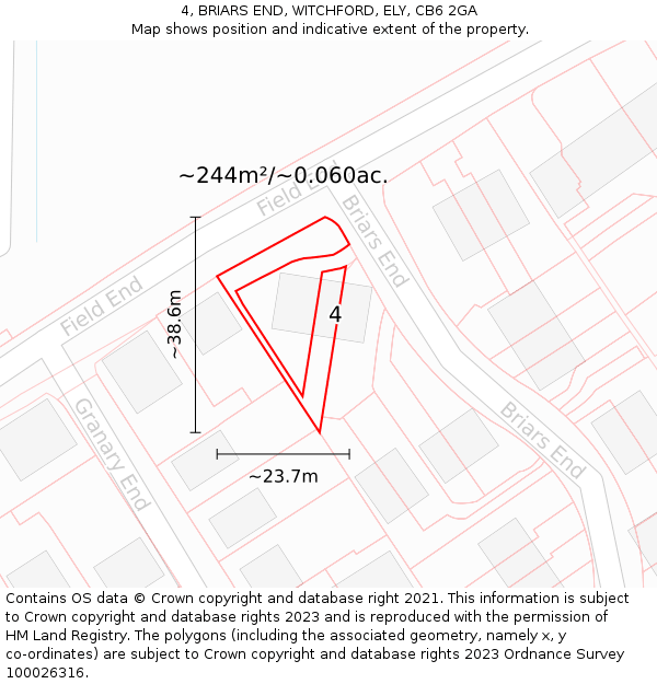 4, BRIARS END, WITCHFORD, ELY, CB6 2GA: Plot and title map