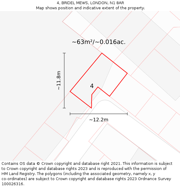 4, BRIDEL MEWS, LONDON, N1 8AR: Plot and title map