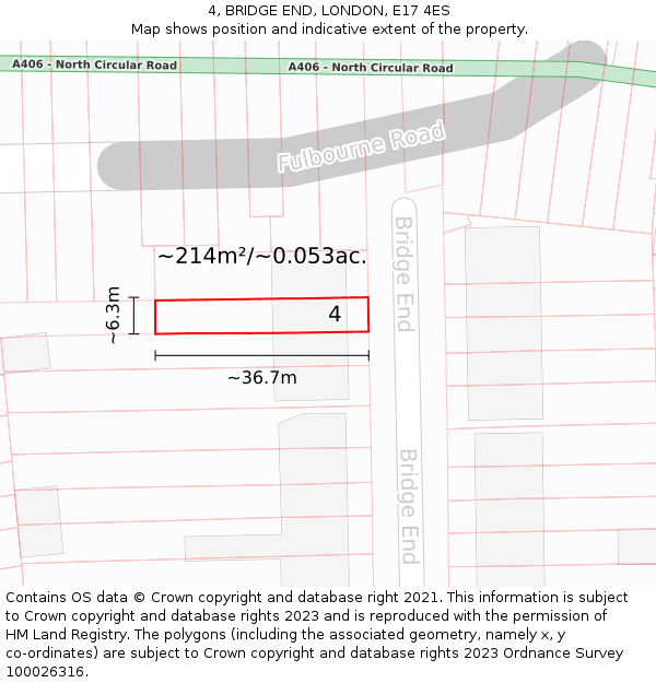 4, BRIDGE END, LONDON, E17 4ES: Plot and title map