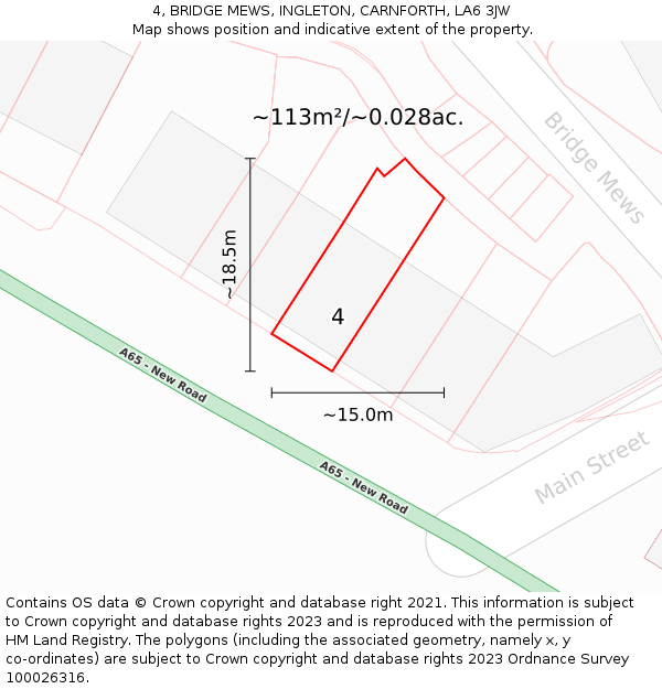4, BRIDGE MEWS, INGLETON, CARNFORTH, LA6 3JW: Plot and title map