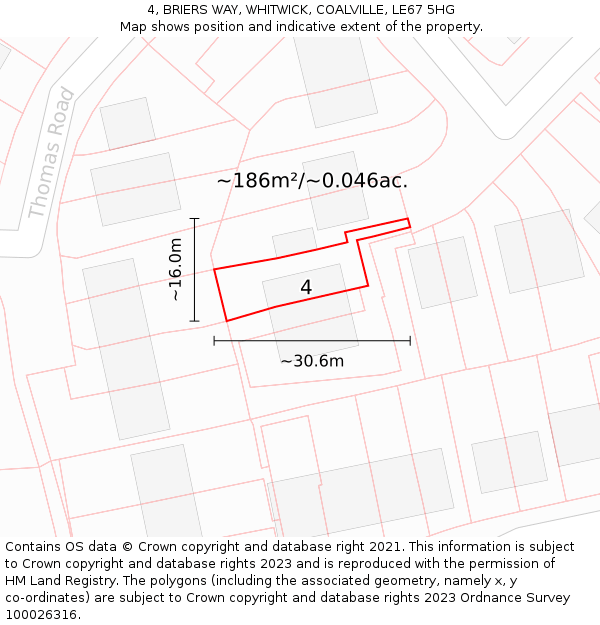 4, BRIERS WAY, WHITWICK, COALVILLE, LE67 5HG: Plot and title map