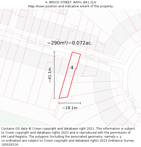 4, BROCK STREET, BATH, BA1 2LN: Plot and title map
