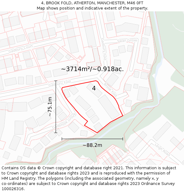 4, BROOK FOLD, ATHERTON, MANCHESTER, M46 0FT: Plot and title map