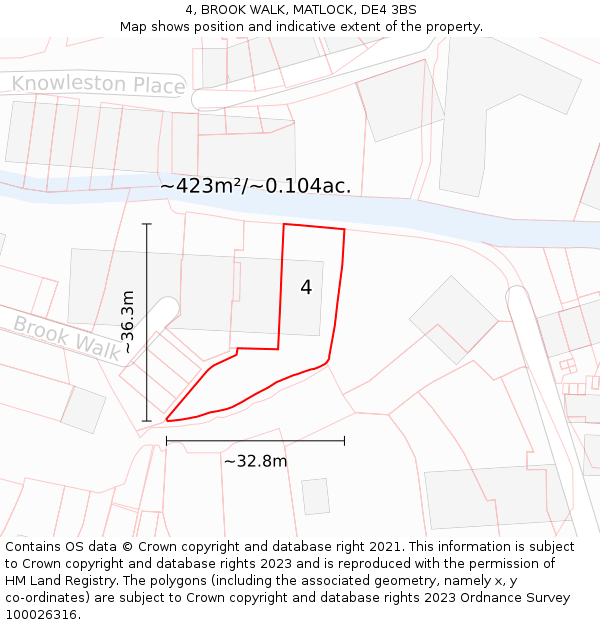 4, BROOK WALK, MATLOCK, DE4 3BS: Plot and title map