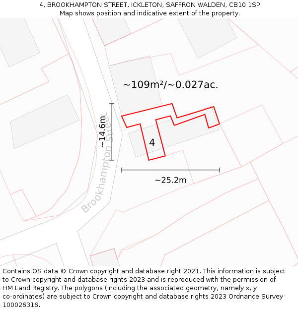 4, BROOKHAMPTON STREET, ICKLETON, SAFFRON WALDEN, CB10 1SP: Plot and title map